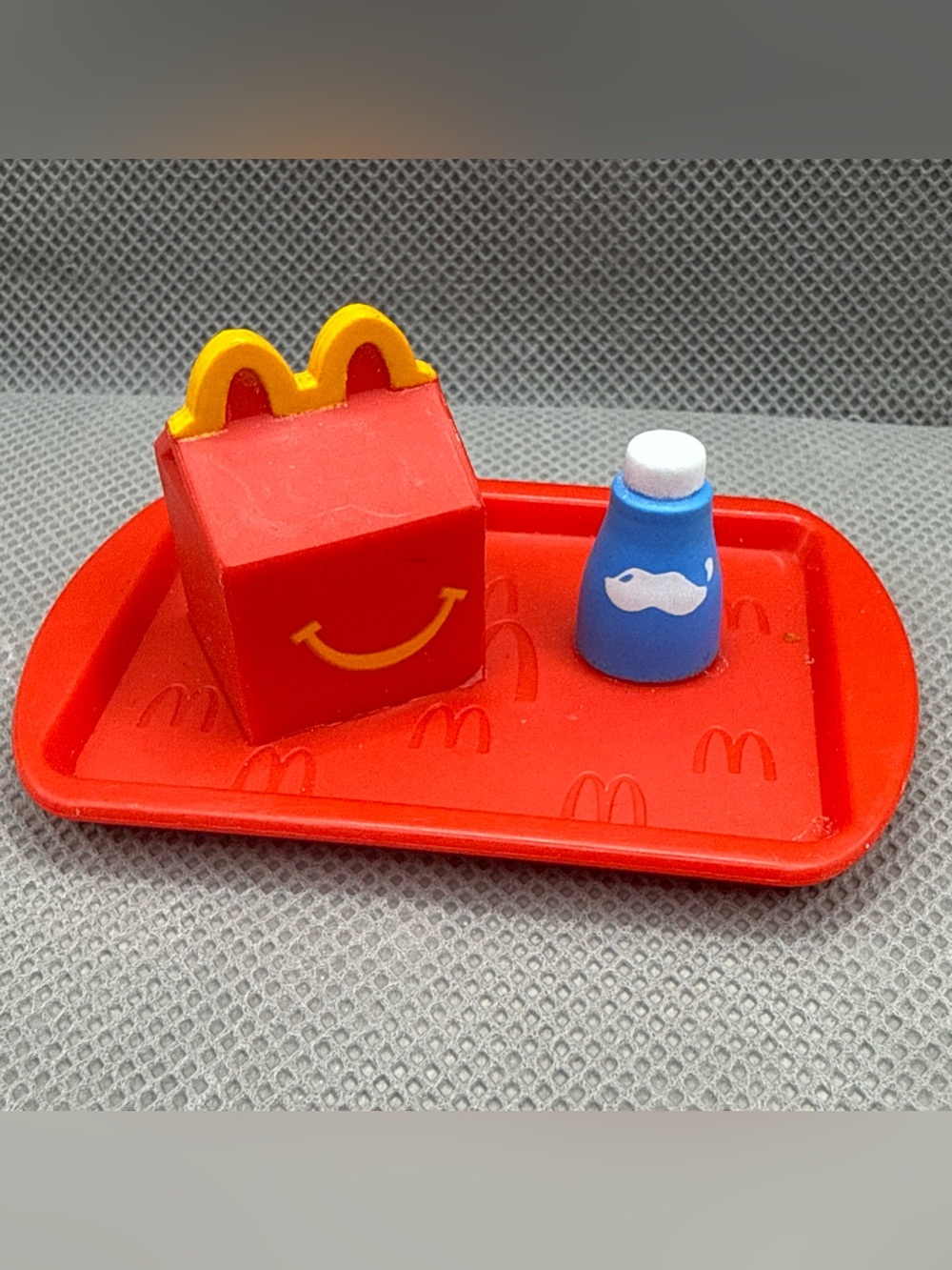 McDonalds Miniature Happy Meal Food Tray with Milk Mini Toy Red Yellow Blue